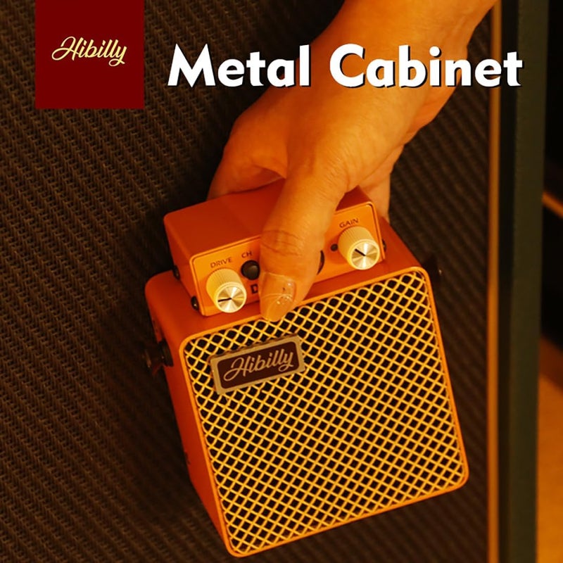 HiBilly Dull3 Full-Metal Mini Guitar Amplifier, Rechargeable 3W Pocket Micro Amp with Clean/Overdrive/Distortion Modes, 3" Speaker, 1200mAh Battery - Image 5